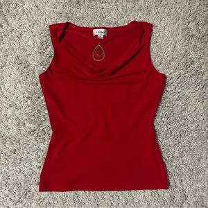 Y2K vintage red cowl neck top